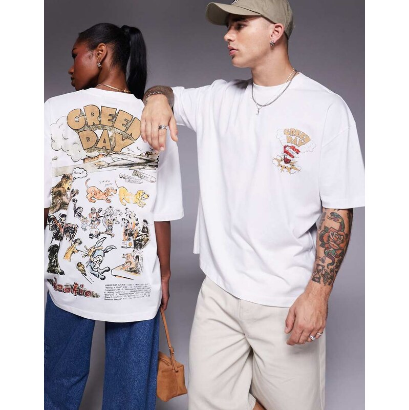 ASOS DESIGN unisex oversized license t-shirt with Green Day prints in 106058354