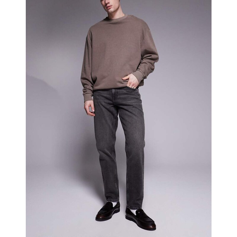 ASOS DESIGN tapered fit jeans in washed grey black