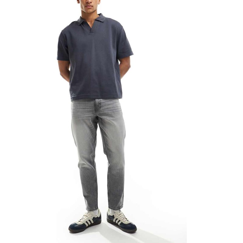 ASOS DESIGN tapered fit jeans in grey wash