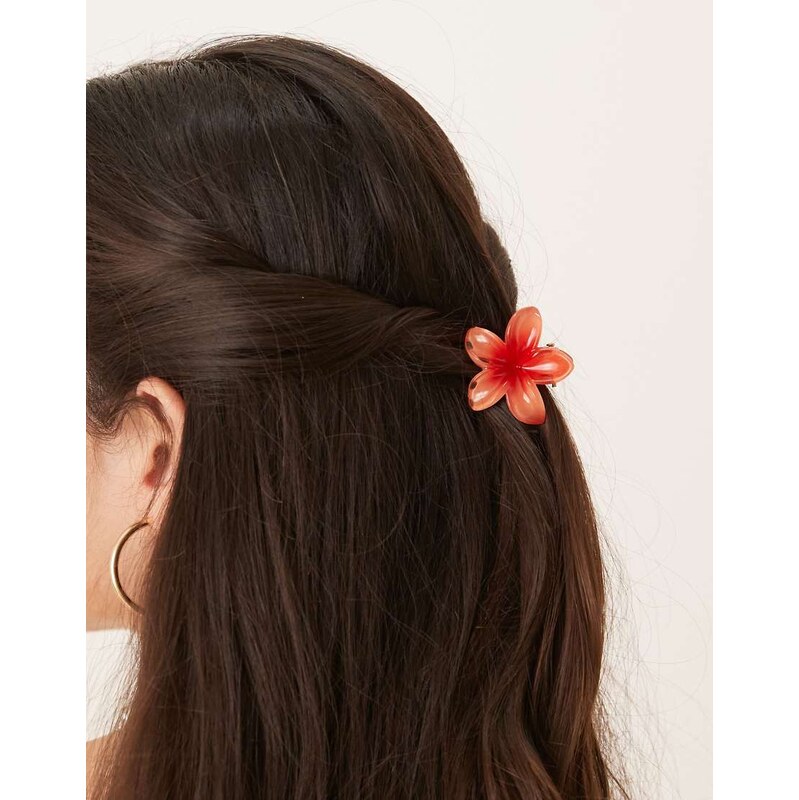 Sui Ava Plumeria flower mini hair clip in orange