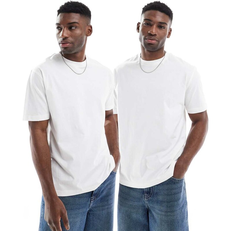 ASOS DESIGN Essentials 2 pack relaxed t-shirts in white