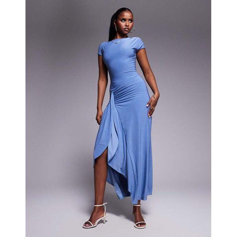 Kaiia exclusive double layered slinky cap sleeve side split drape 108151349