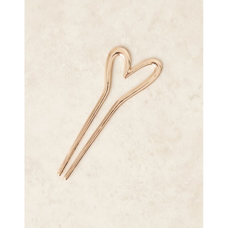 ASOS DESIGN french hair pin with heart detail in gold tone 106058580