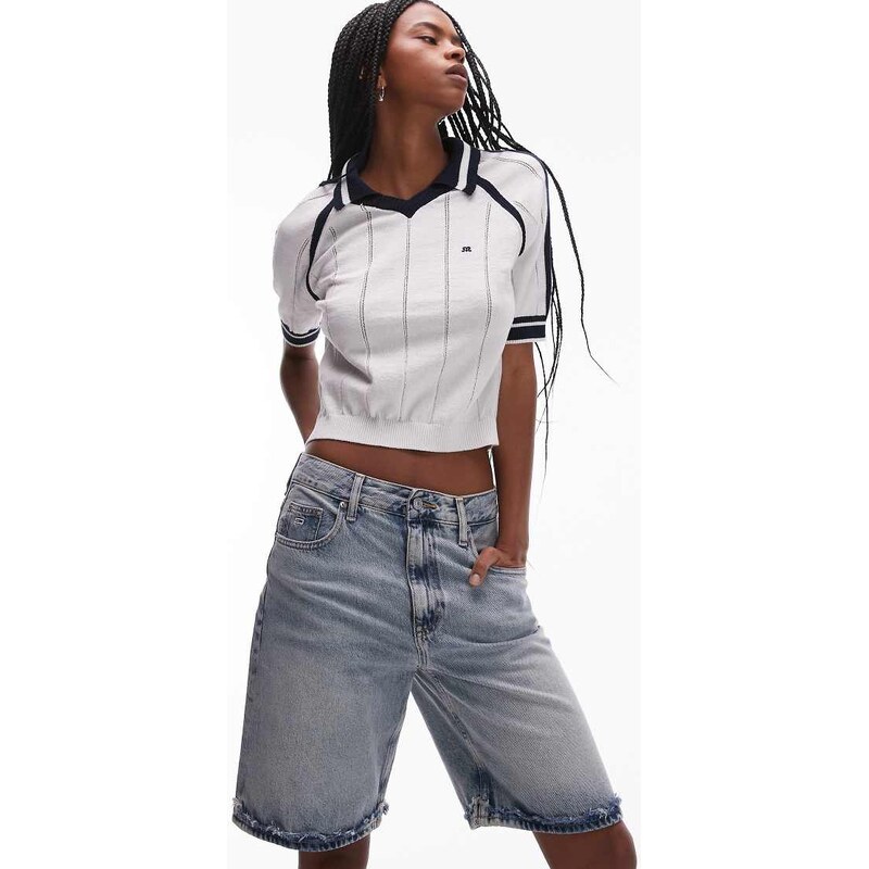 Tommy Jeans Mia relaxed bermuda denim shorts in bleached wash-Blue 106157338