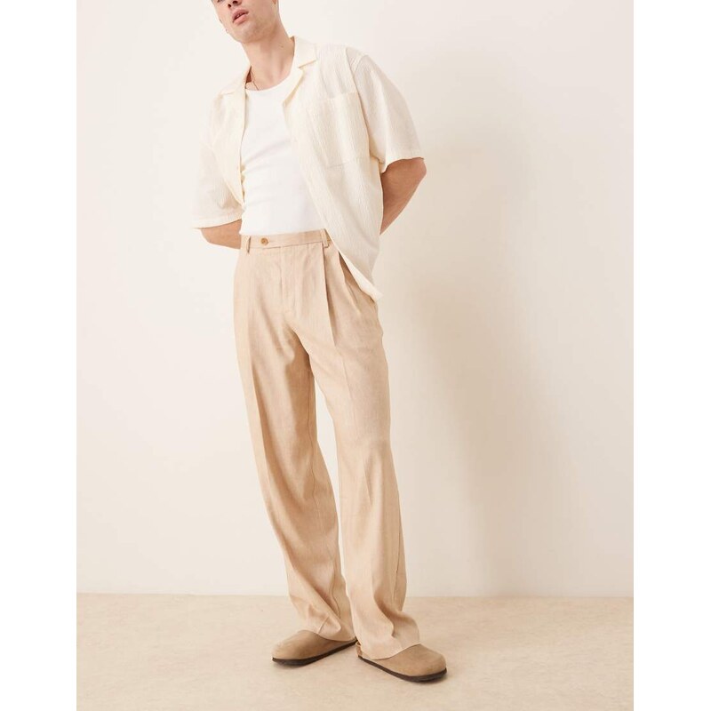 ASOS DESIGN smart wide leg trousers with double front pleats in