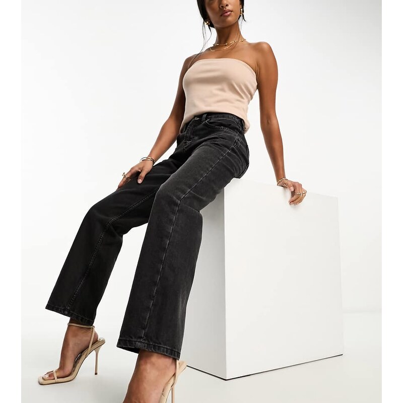 ASOS Petite ASOS DESIGN Petite 90s straight jeans in black 107714296
