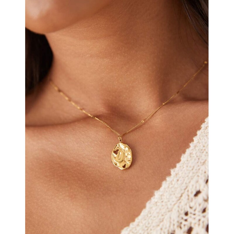 ASOS DESIGN waterproof stainless steel necklace with dot dash chain 106063564