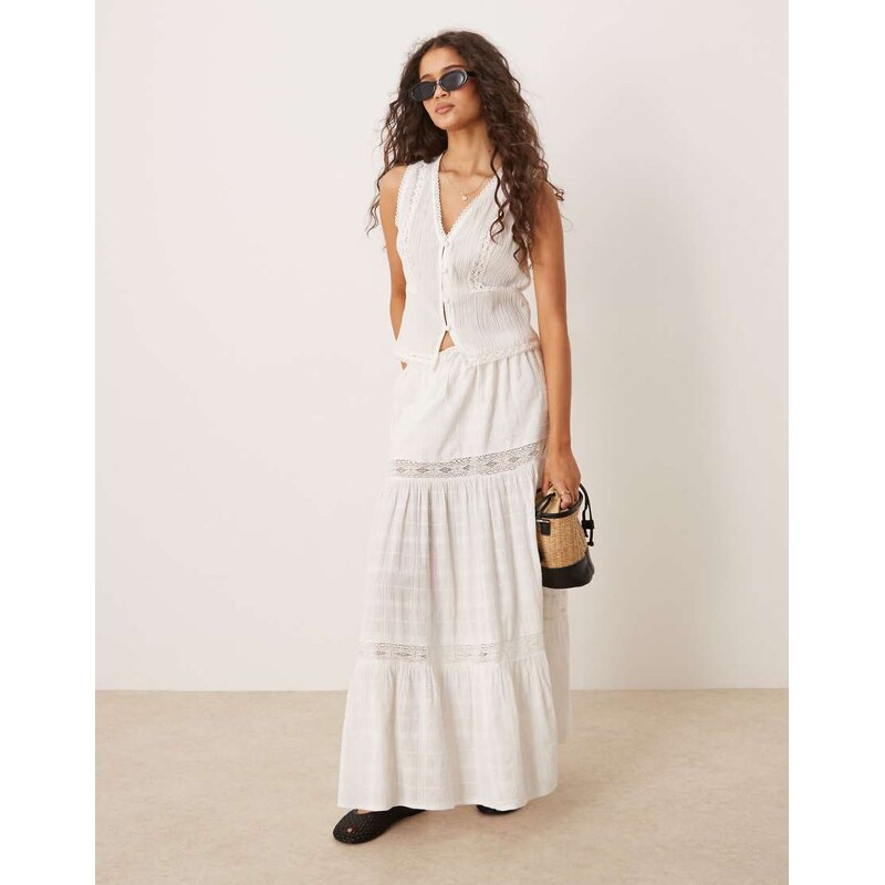 ASOS DESIGN lace trim waistcoat in white