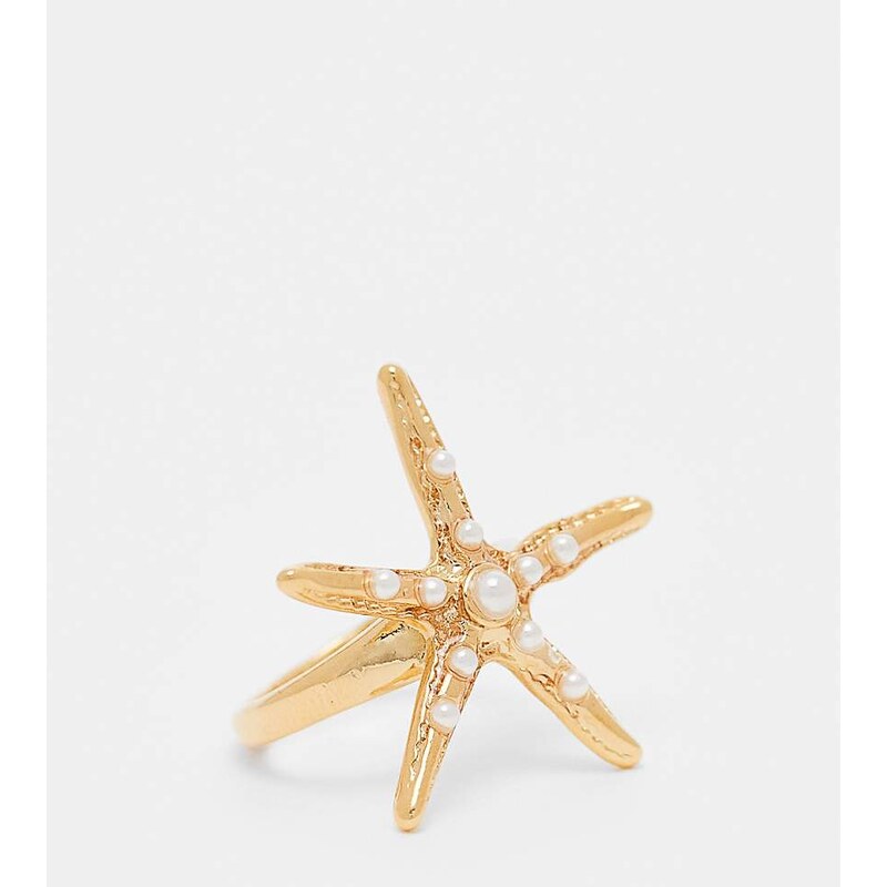 Orelia gold plated statement starfish ring in pale gold 106178848