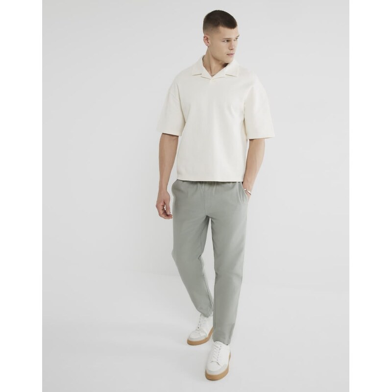 River Island linen blend pull on trousers in light green