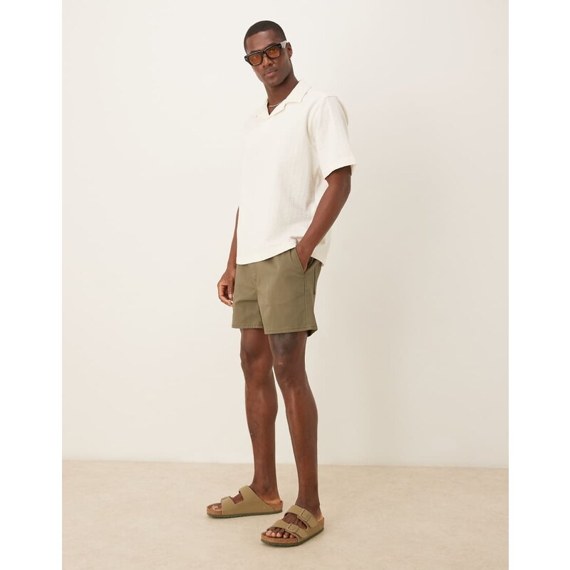 ASOS DESIGN shorter length pull on loose short in khaki - KHAKI