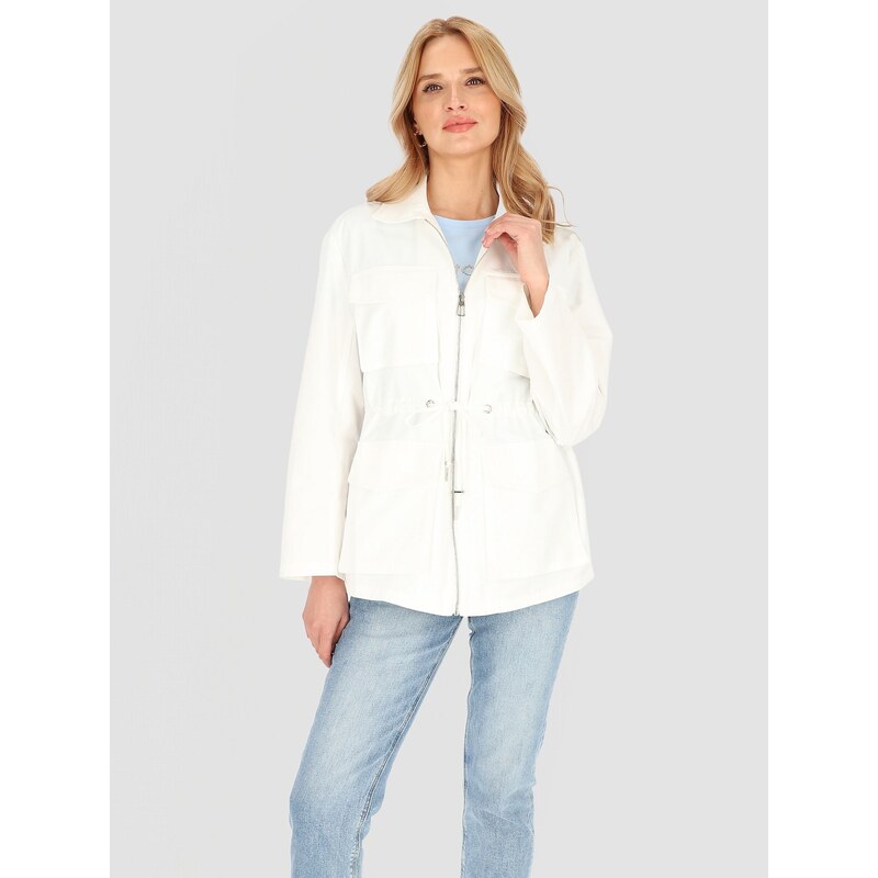 Perso Bílá lehká dámská parka na zip 106068802