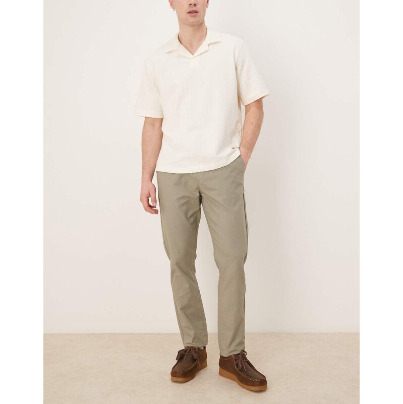 ASOS DESIGN ASOS DEISGN linen rich slim trouser with elasticated
