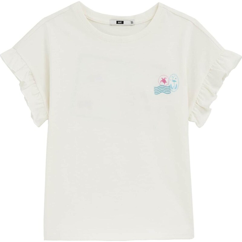 WE Fashion Tričko aqua modrá / pink / offwhite