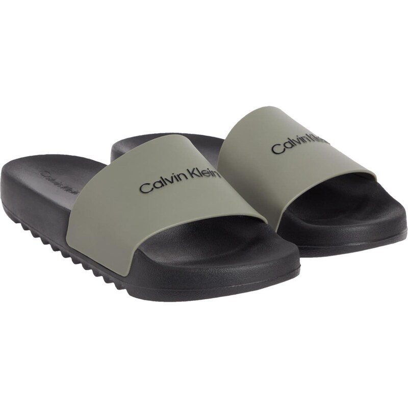 Calvin Klein Pantofle olivová / černá