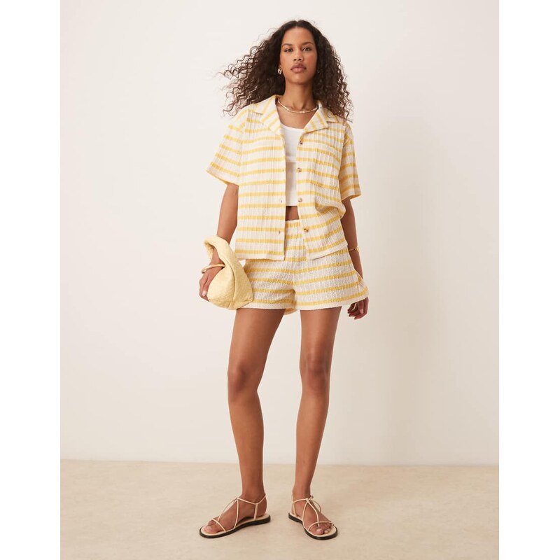 ASOS DESIGN shorts co-ord in yellow and white stripe-Multi