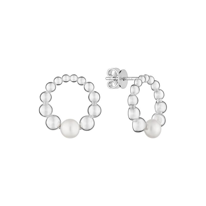Pravé stříbro Gaura Pearls dámské stříbrné kroužkové náušnice s pravou 106090000