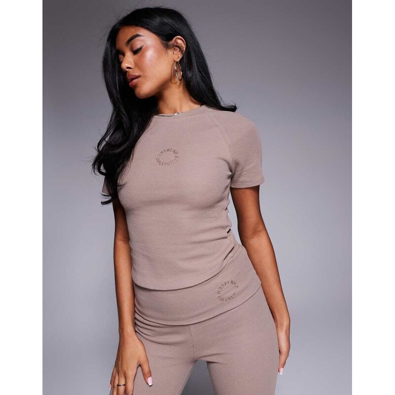 ASOS Weekend Collective Weekend Collective baby tee in mocha waffle 106097661