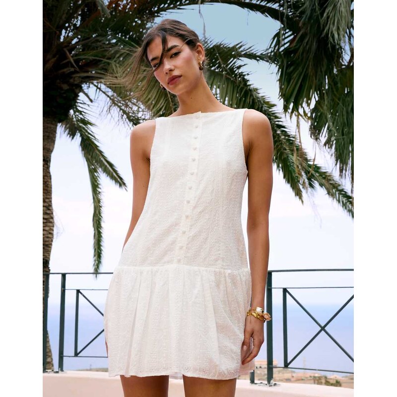 Kiss The Sky drop waist waistcoat mini dress in white 106093795