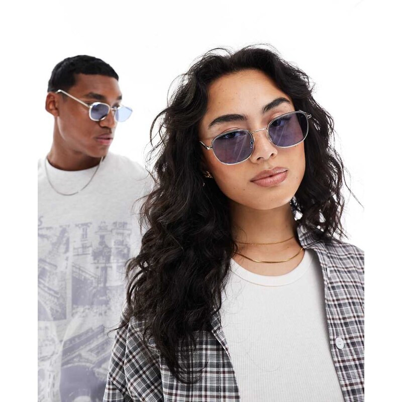 A.Kjaerbede Hello round metal frame sunglasses in silver 106107534