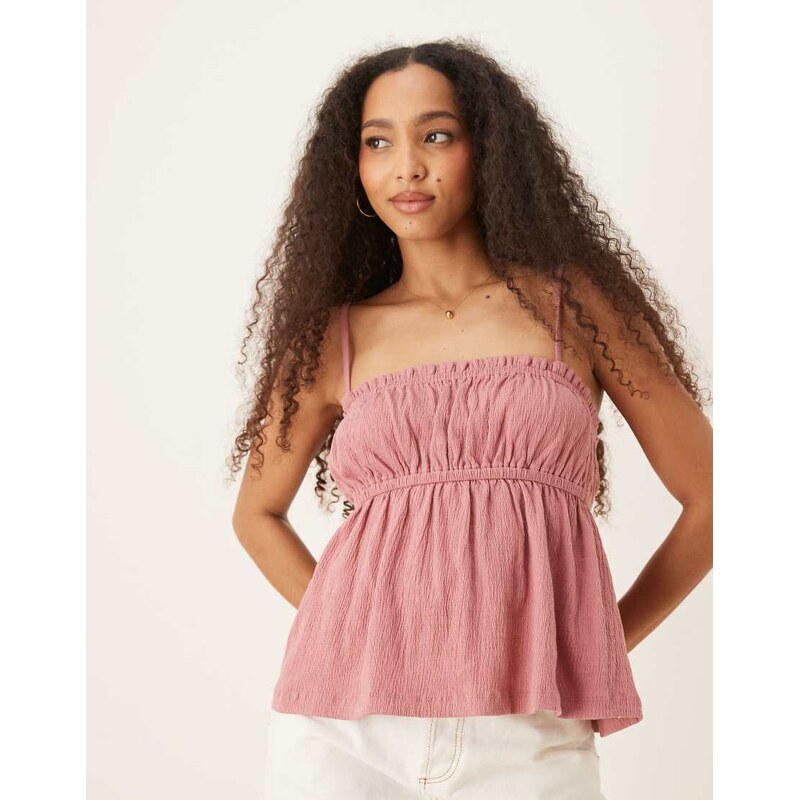 ASOS DESIGN crinkle textured cami top in dusty rose