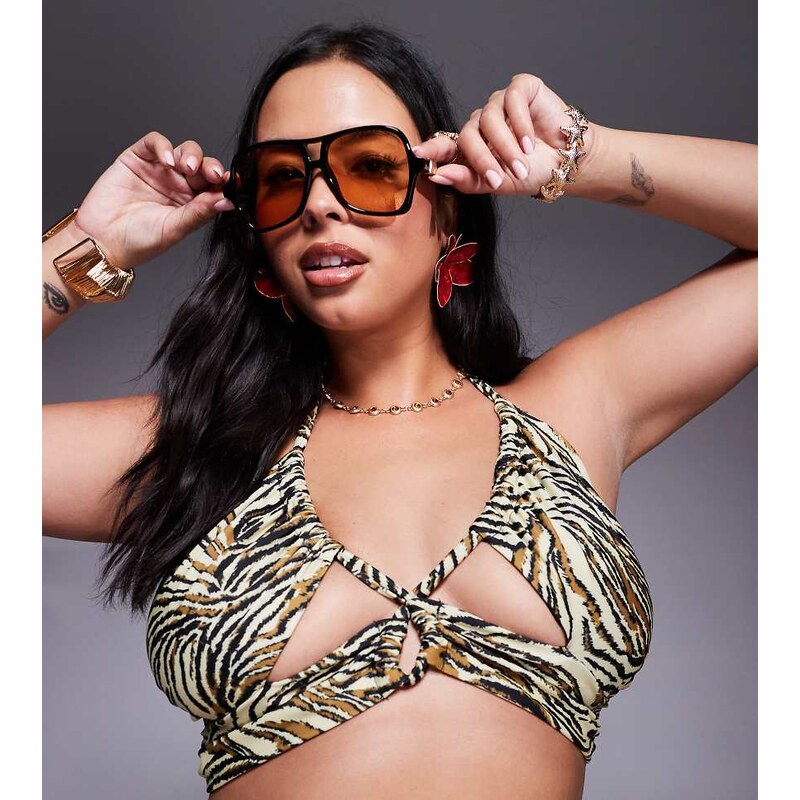 ASOS Curve ASOS DESIGN Curve Gia keyhole cross neck bikini top