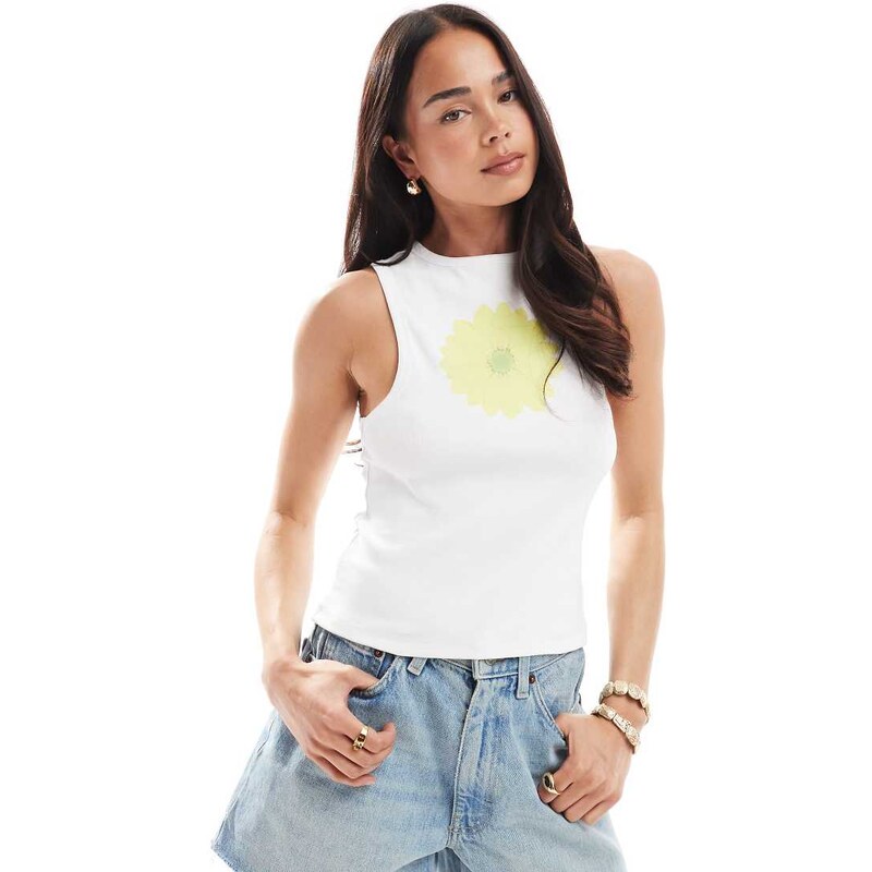 Miss Selfridge sunflower graphic vest top in white 110944833