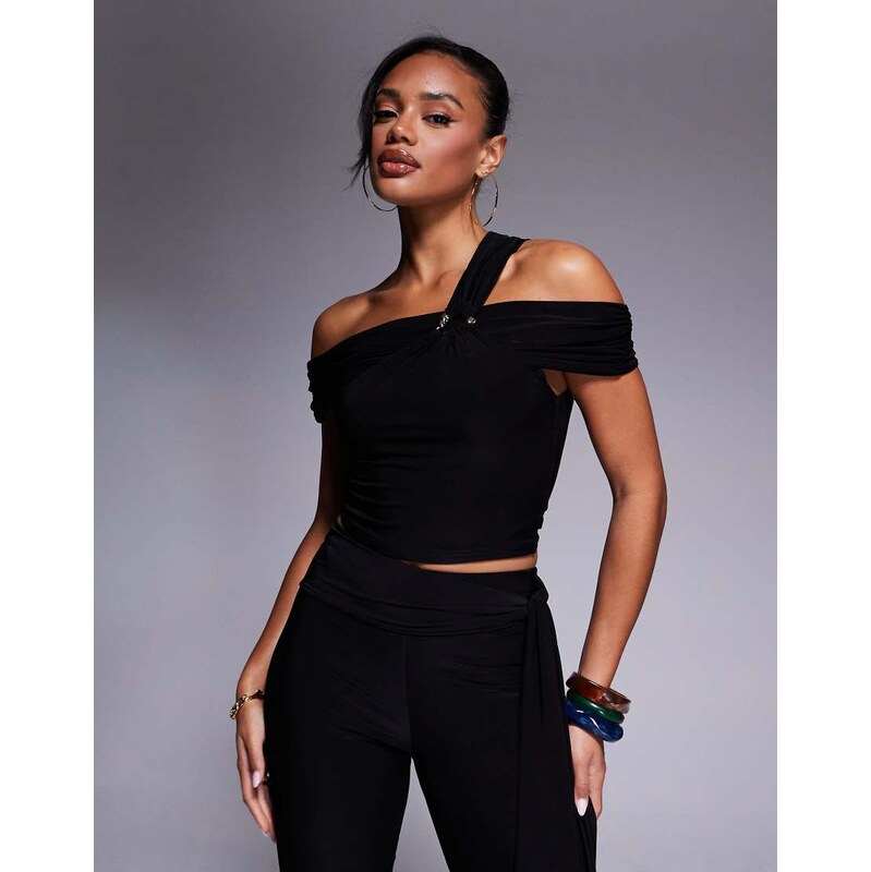 Kaiia exclusive double layered slinky asymmetric one shoulder