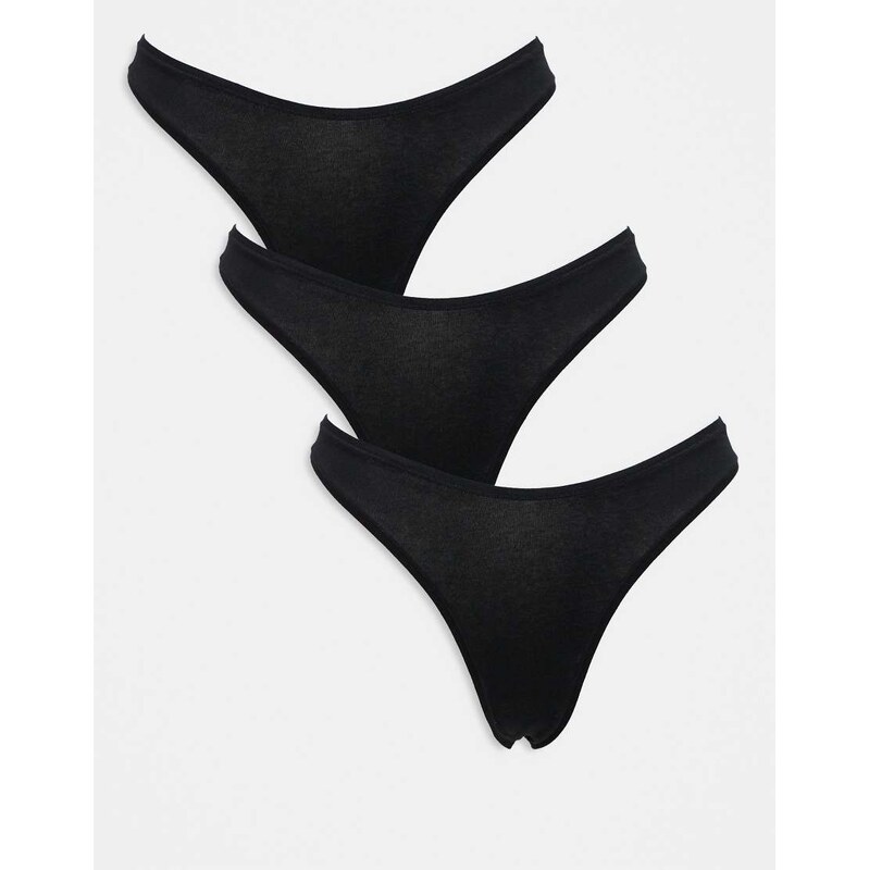 ASOS DESIGN 3 pack cotton thong in black 106107464