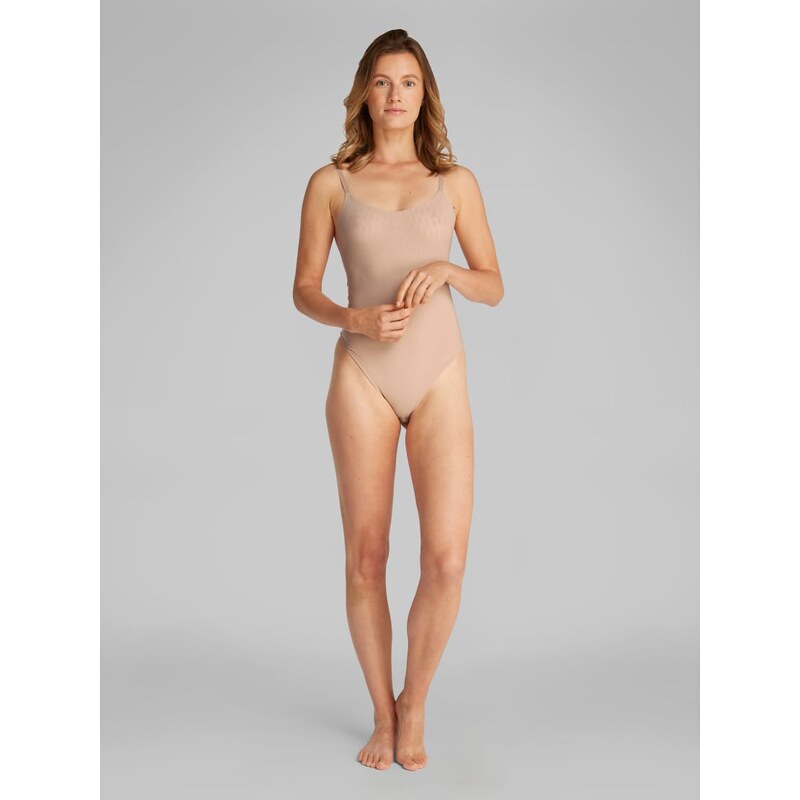 Calvin Klein Shapewear sculpted stay put mesh thong bodysuit in beige 106101678