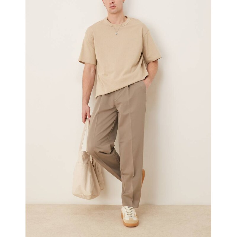 ASOS DESIGN smart oversized tapered trousers with front pleat in
