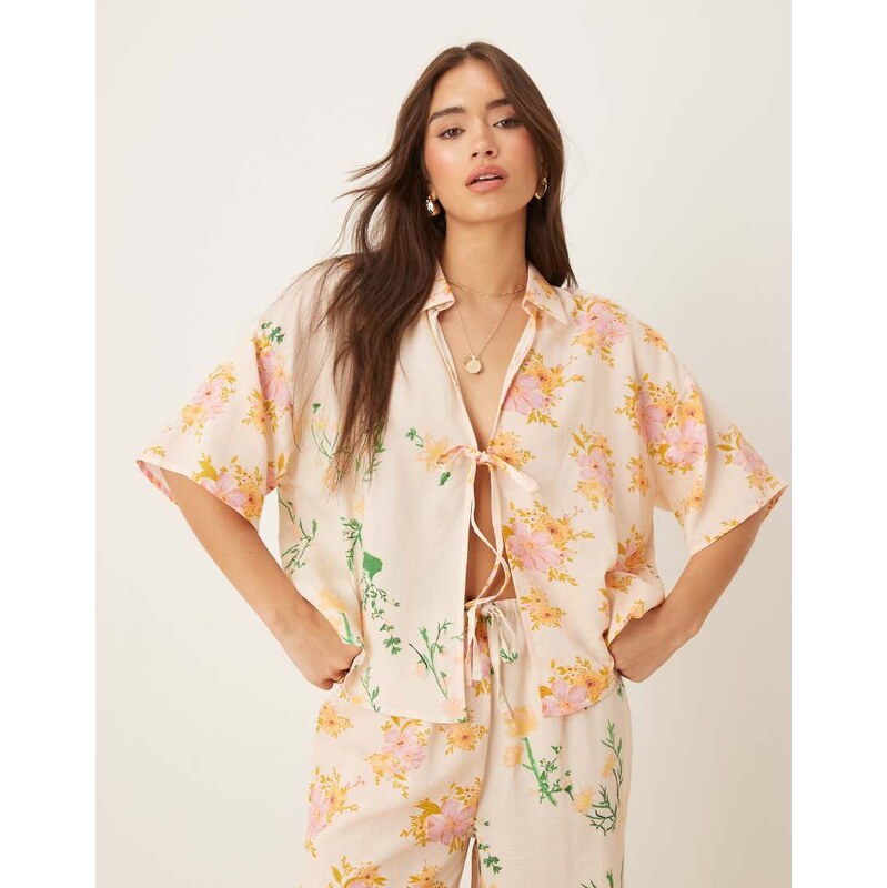 ASOS DESIGN Abi beach top in multi floral print 106217172
