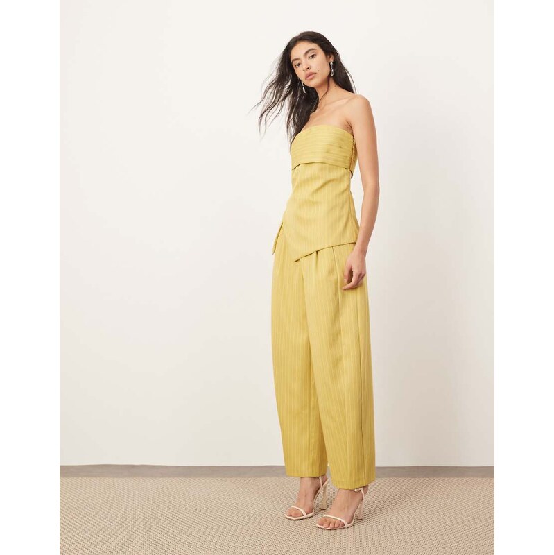 ARRANGE tailored barrel trouser co ord in pistachio stripe-Green