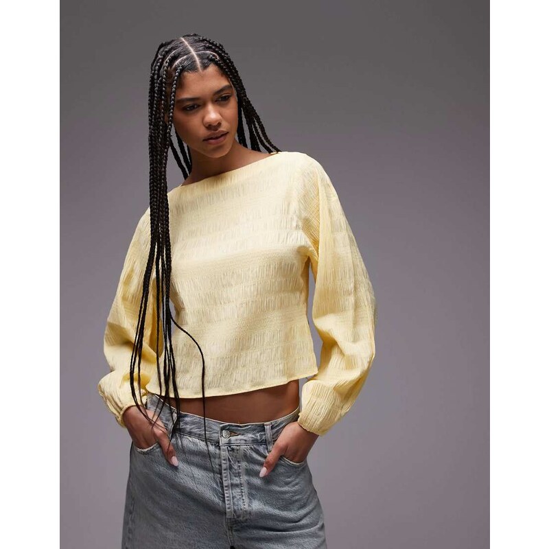 & Other Stories textured blouse in butter yellow 106103526