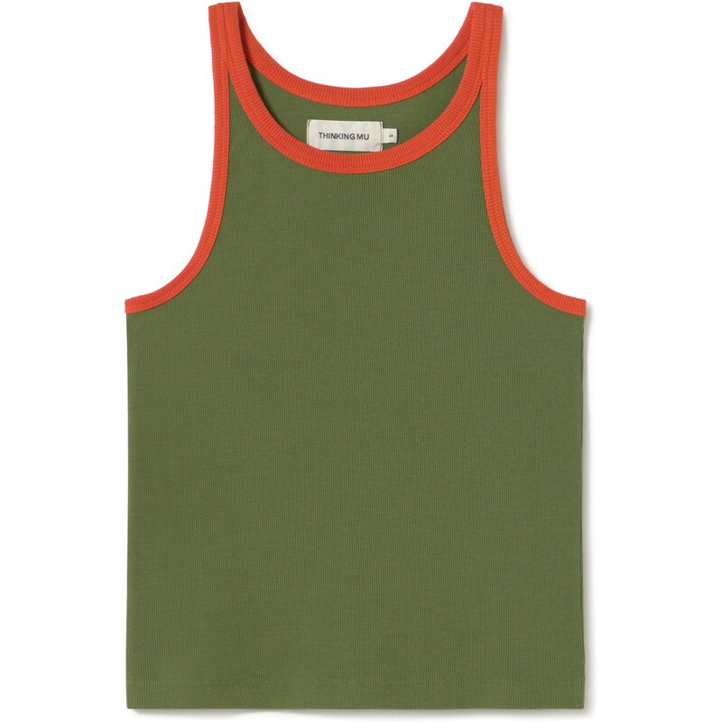 Thinking MU Top HARRIET olivová / oranžová 106793506