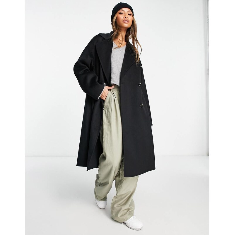 Mango longline formal coat in black