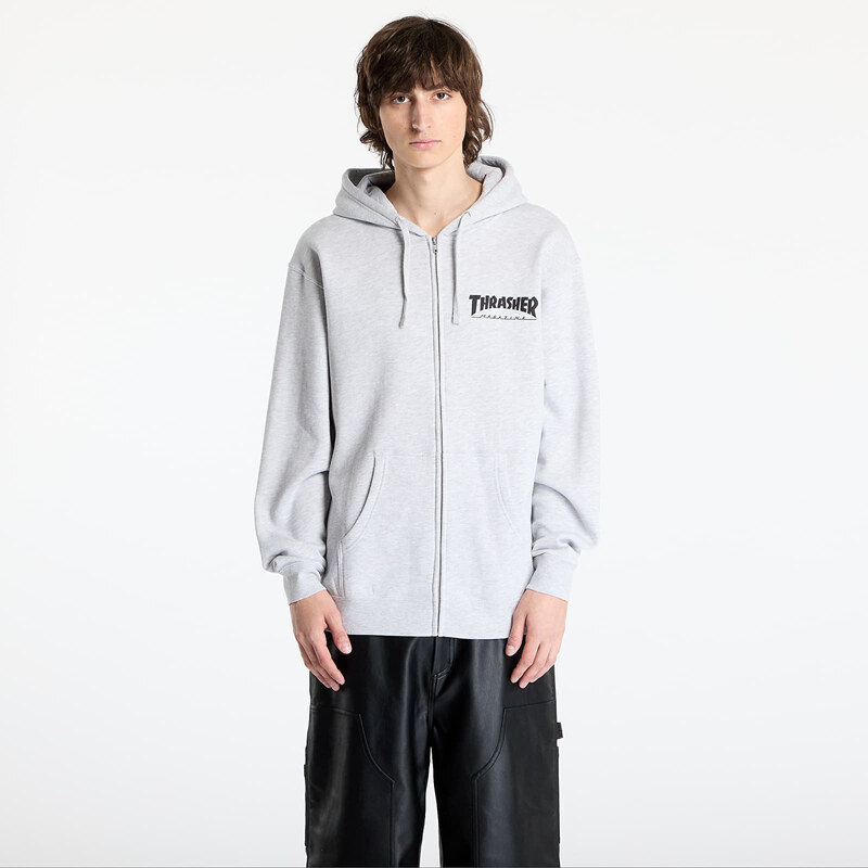 Mikina Thrasher Magazine Logo Zip Hoody Melange Grey M