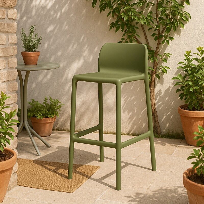 Nardi Zelená plastová barová židle Faro Mini 65 cm