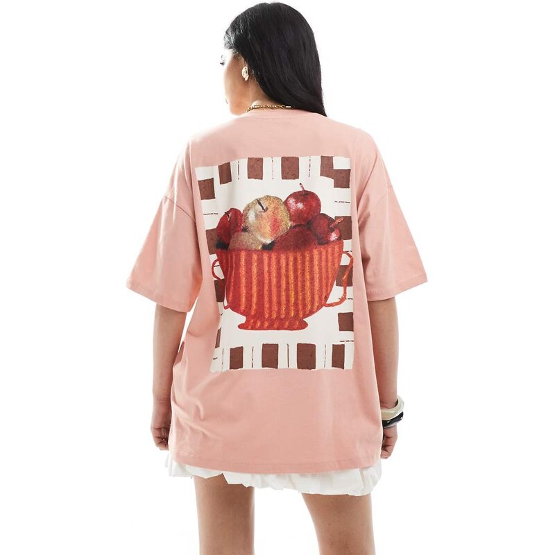 ASOS DESIGN oversized t shirt with rustic fruit bowl graphic in