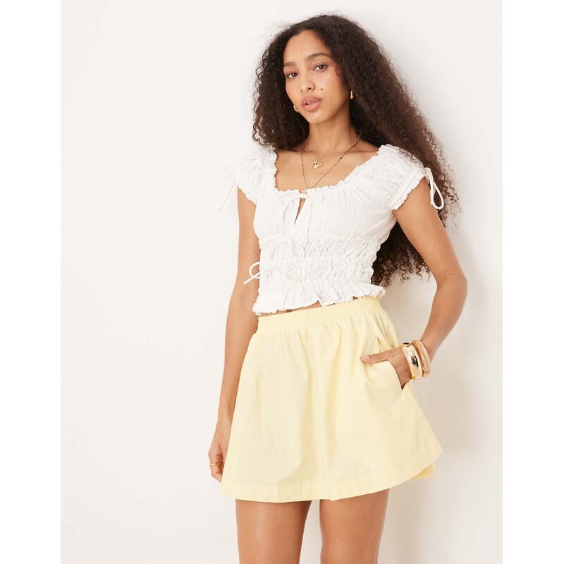 ASOS DESIGN circle volume mini skirt in buttermilk-Yellow 106131403