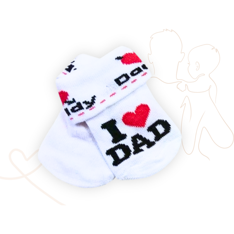 Baby Nellys Kojenecké bavlněné ponožky I Love Mum - bílé 106115461