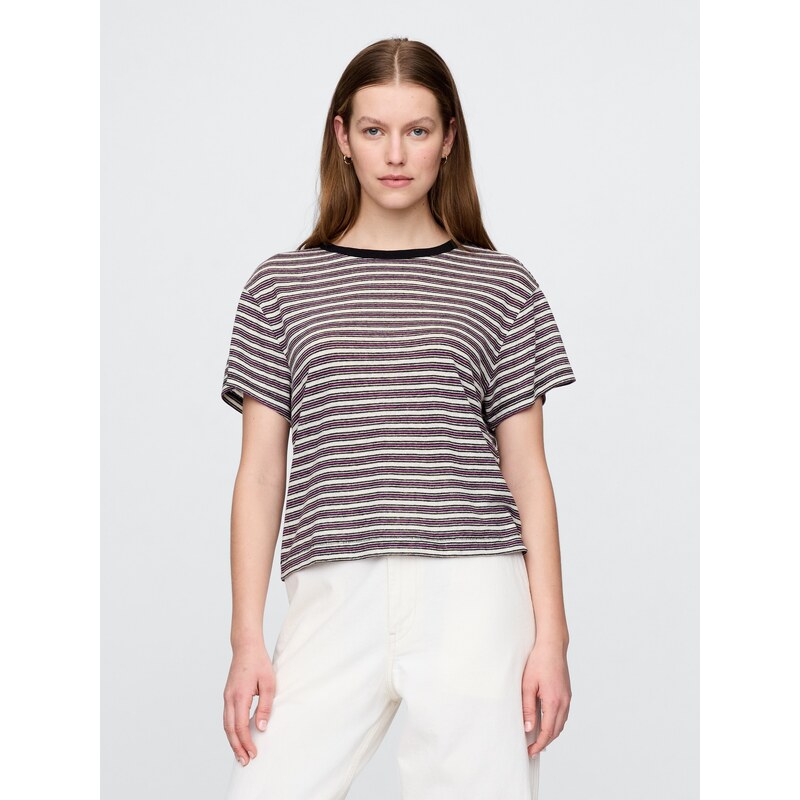 GAP Lněné crop tričko - Dámské 107098228