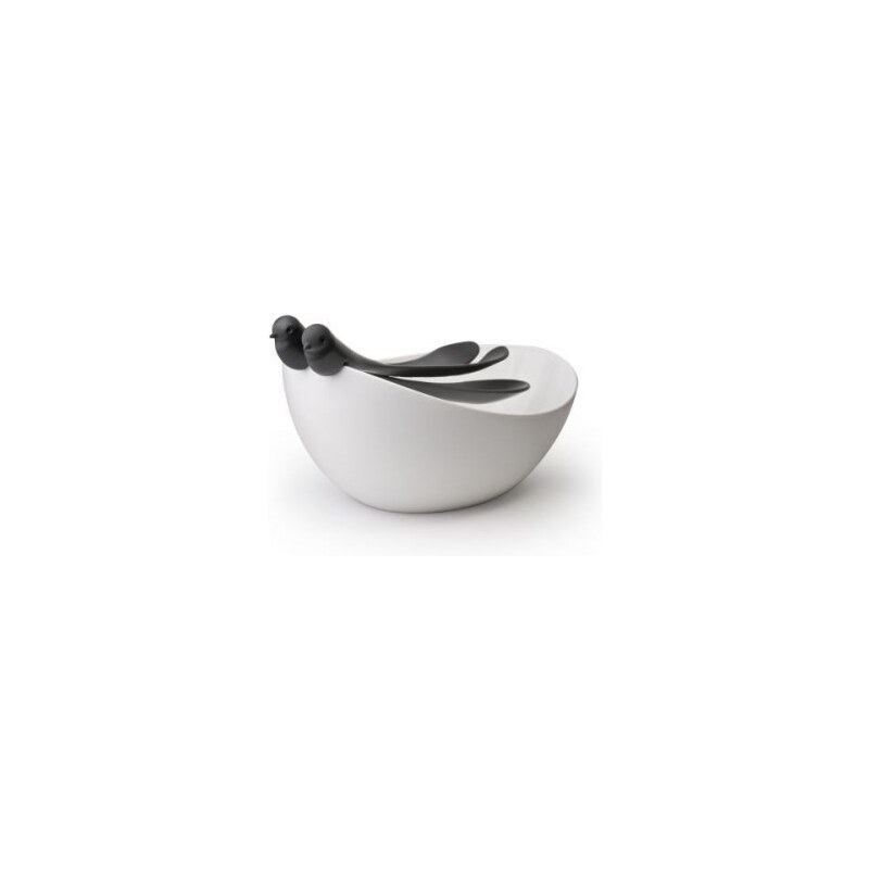 Mísa s nástroji QUALY Sparrow Salad Bowl, bílá-černá Qualy NA-1730093