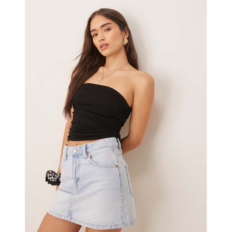 ASOS DESIGN co-ord crinkle bandeau top in black 106195809