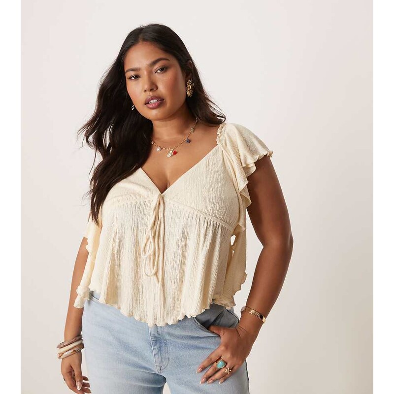 ASOS Curve ASOS DESIGN Curve crinkle flutter sleeve open back