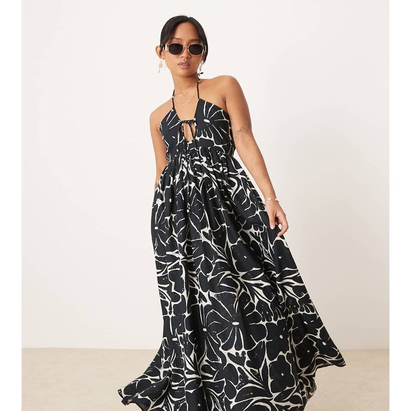 ASOS Petite ASOS DESIGN Petite bandeau lace up maxi beach dress with 107577068