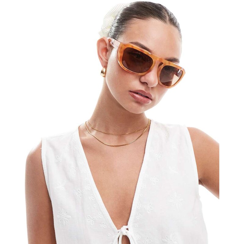 A.Kjaerbede Max oversized wraparound sunglasses in burnt amber-Brown 106121799