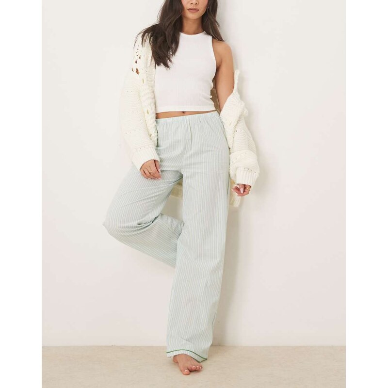 Urban Threads Mix & Match woven trousers in green and blue stripe 106121803