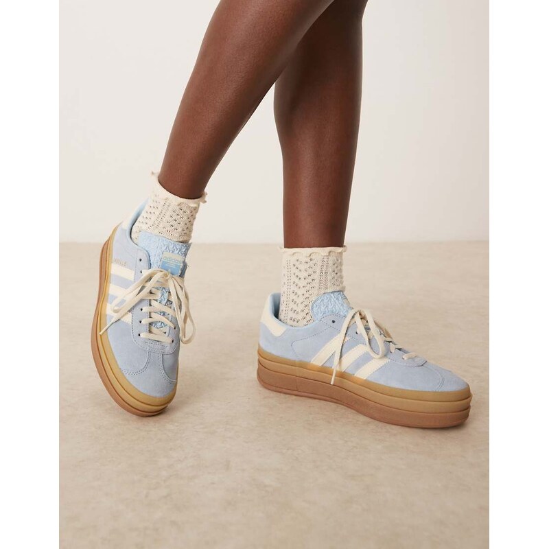 adidas Originals Gazelle Bold trainers in light blue and white 115531732