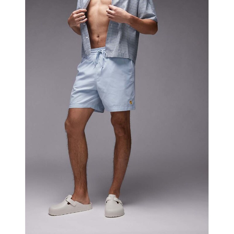 Carhartt WIP chase swim trunks in mid blue